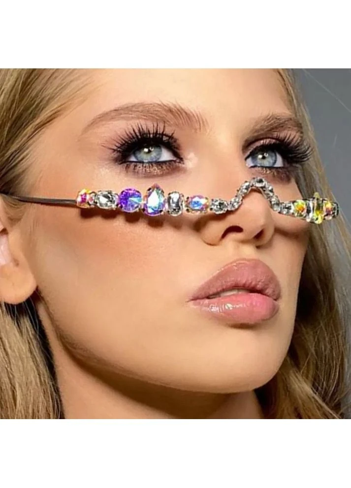Гламурні декоративні окуляри “Crystal Glam” золотого кольору, окуляри без лінз, прикраса для обличя, оправа зі стразами No Brand (392110659)