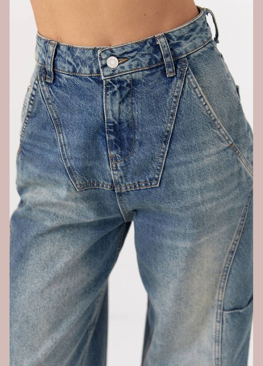 Джинсы Baggy с кокеткой и декоративными швами Джинсы Lurex - (333942690)