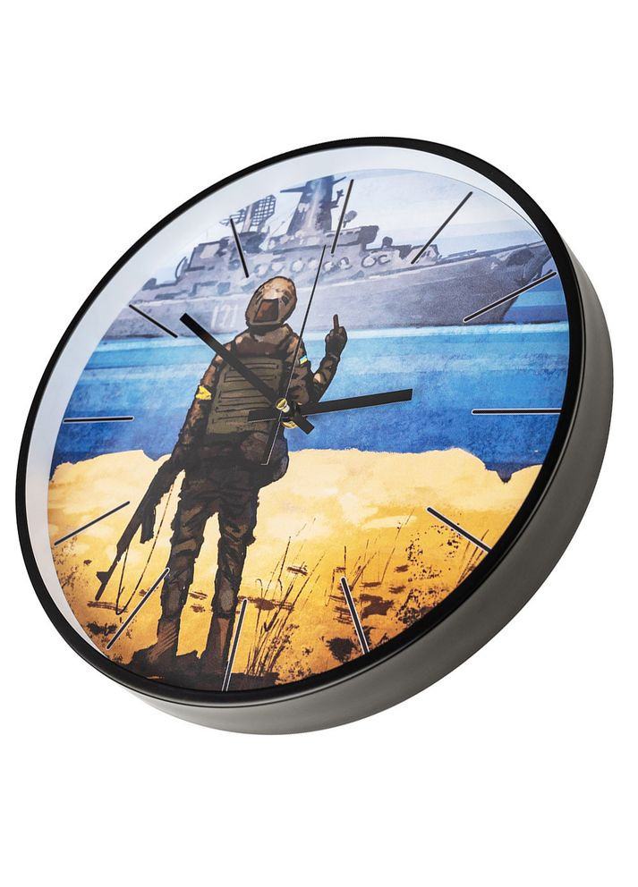 Настінний годинник безшумний патріотичний "Корабель" в алюмінієвому обідку Losso (322776895)