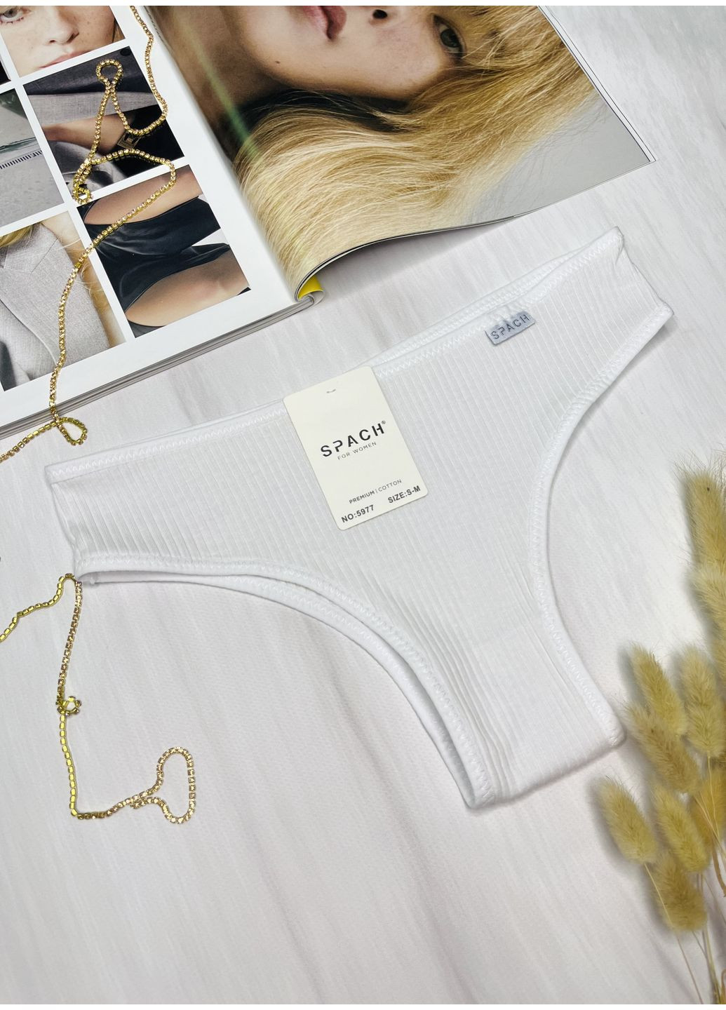 Трусики бразиліани бавовняні в рубчик SPACH (350935627)