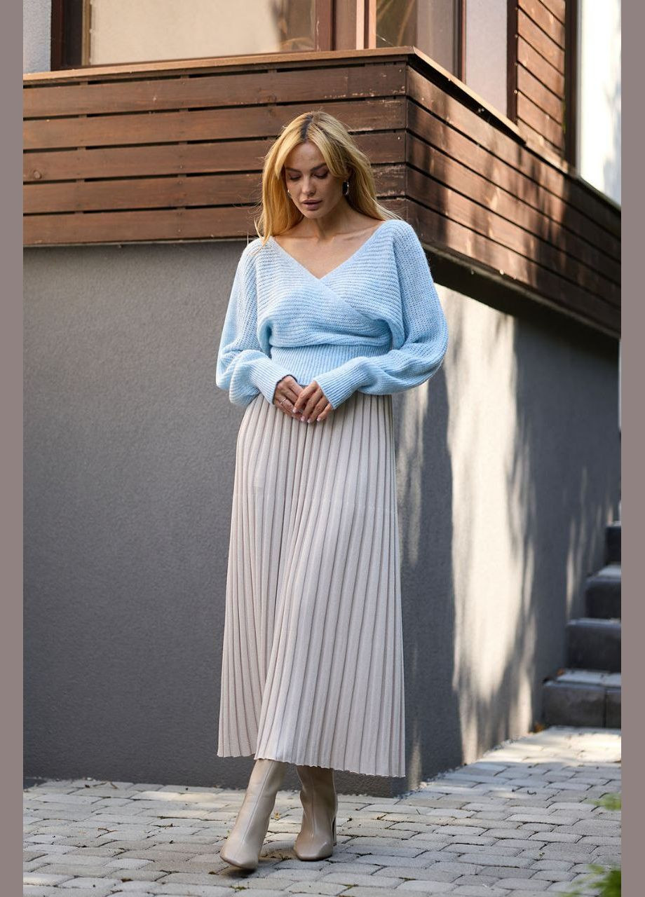 Жемчужная однотонная вязаная юбка меди Triko Bakh плиссе