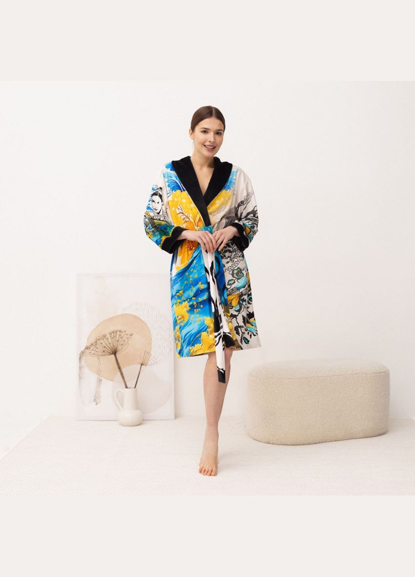 Халат женский из плюшевого велюра эксклюзивный Ukrainian soul 18344 2XL-3XL FlexDress (336873831)
