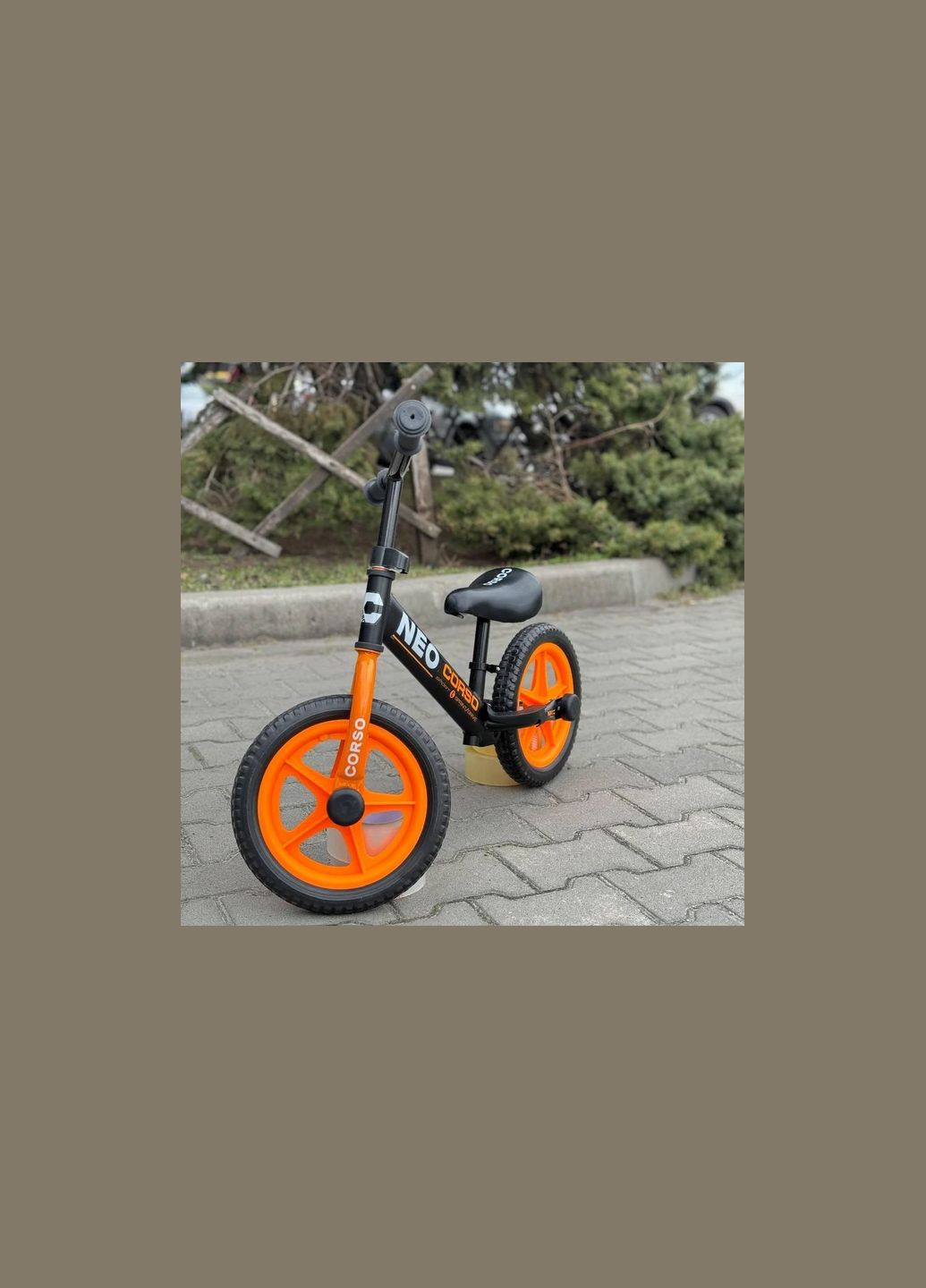 Велобег детский "NEO" стальная рама, колесо 12" EVA (ПЕНА), подставка для ног, от 2х лет, оранжевый, беговил Corso (333340776)