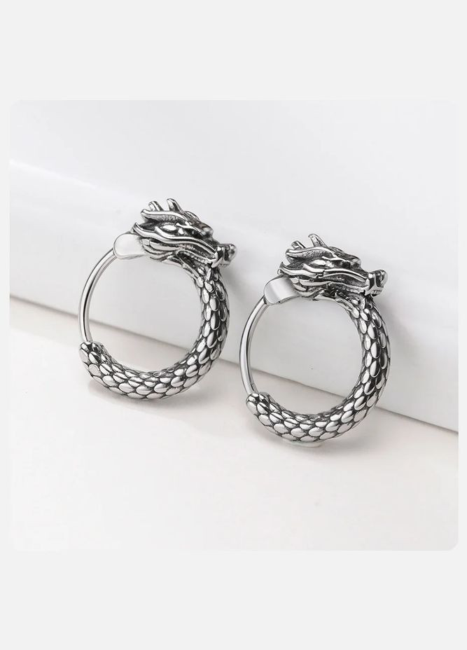 Серьги-кольца Vnox Dragon для мужчин и женщин из нержавеющей стали [-EH-378S02-1-Pair] VNOX No Brand (338624635)