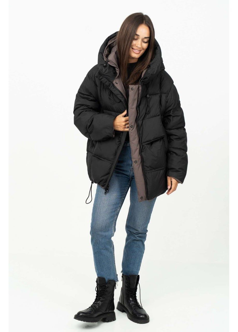 Кавова зимня двостороння парка-пуффер Towmy