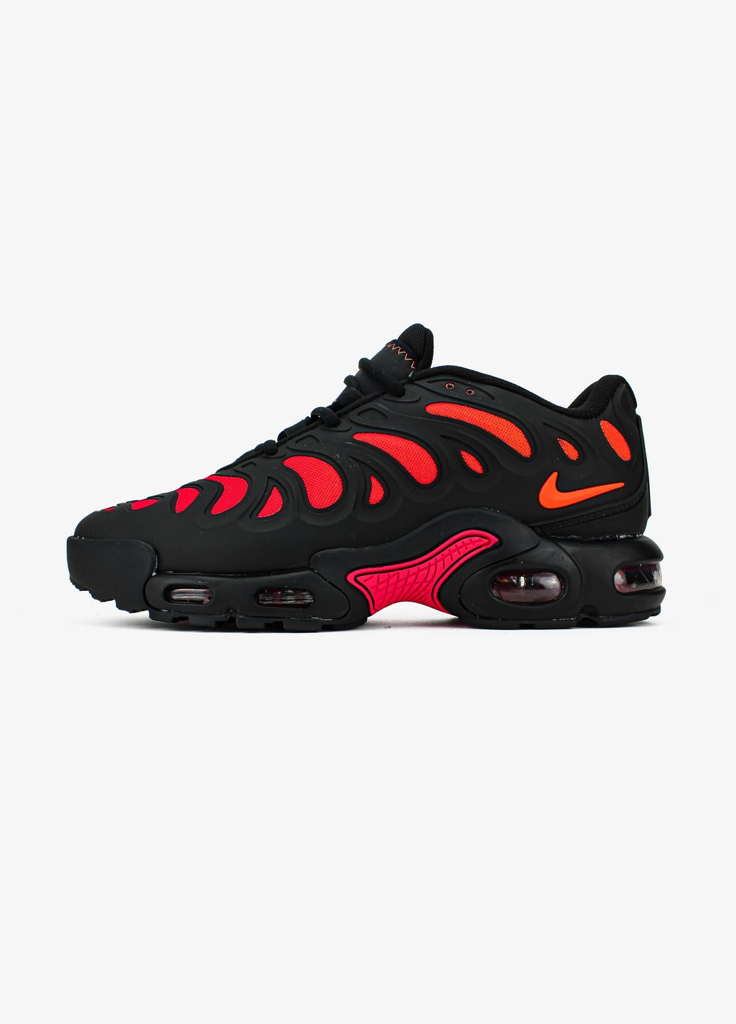 Червоні всесезон кросівки чоловічі і жіночі nike air max tn plus drift black dragon red | найк аір макс тн чорні червоні No Brand
