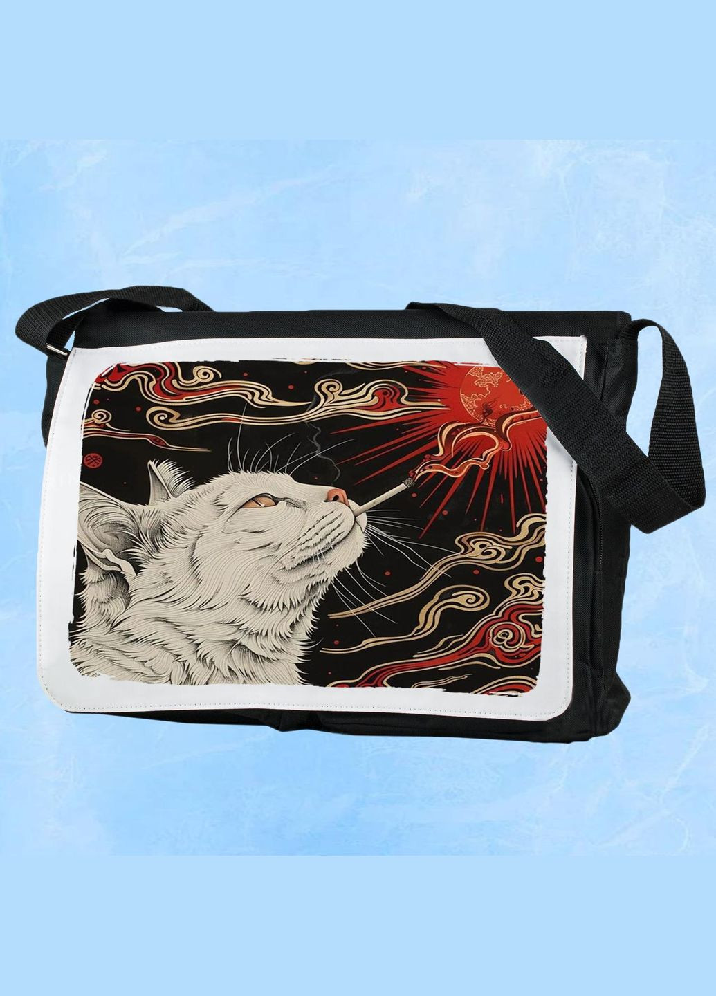 Чоловіча (жіноча) сумка через плече для спортзалу дорожня універсальна Cat #002 Чорний No Brand (322119310)