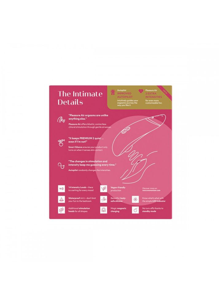 Бесконтактный вакуумный клиторальный стимулятор Premium 2 малиновый Womanizer (331171519)