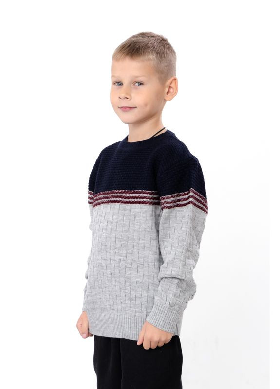 Серый зимний зимний свитер прямого кроя для мальчика двухцветный (p-18498) Носи своє