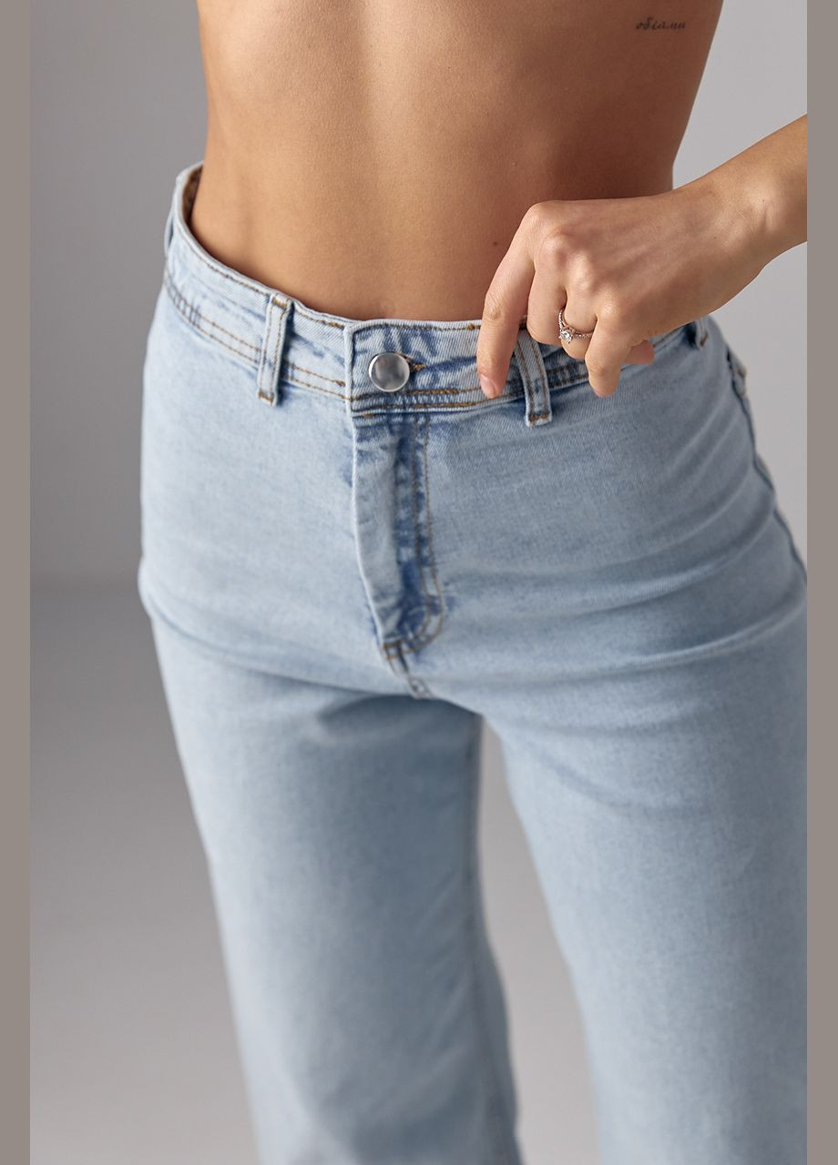 Женские джинсы Straight с необработанным низом - голубой Lurex - (289060699)