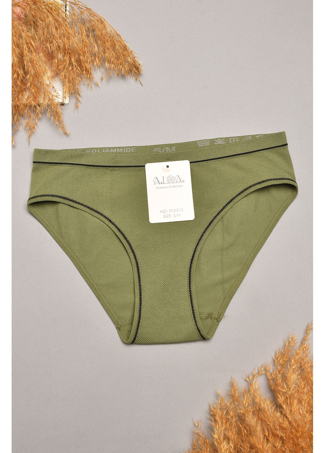 Труси жіночі однотонні кольору хакі Let's Shop (366063173)
