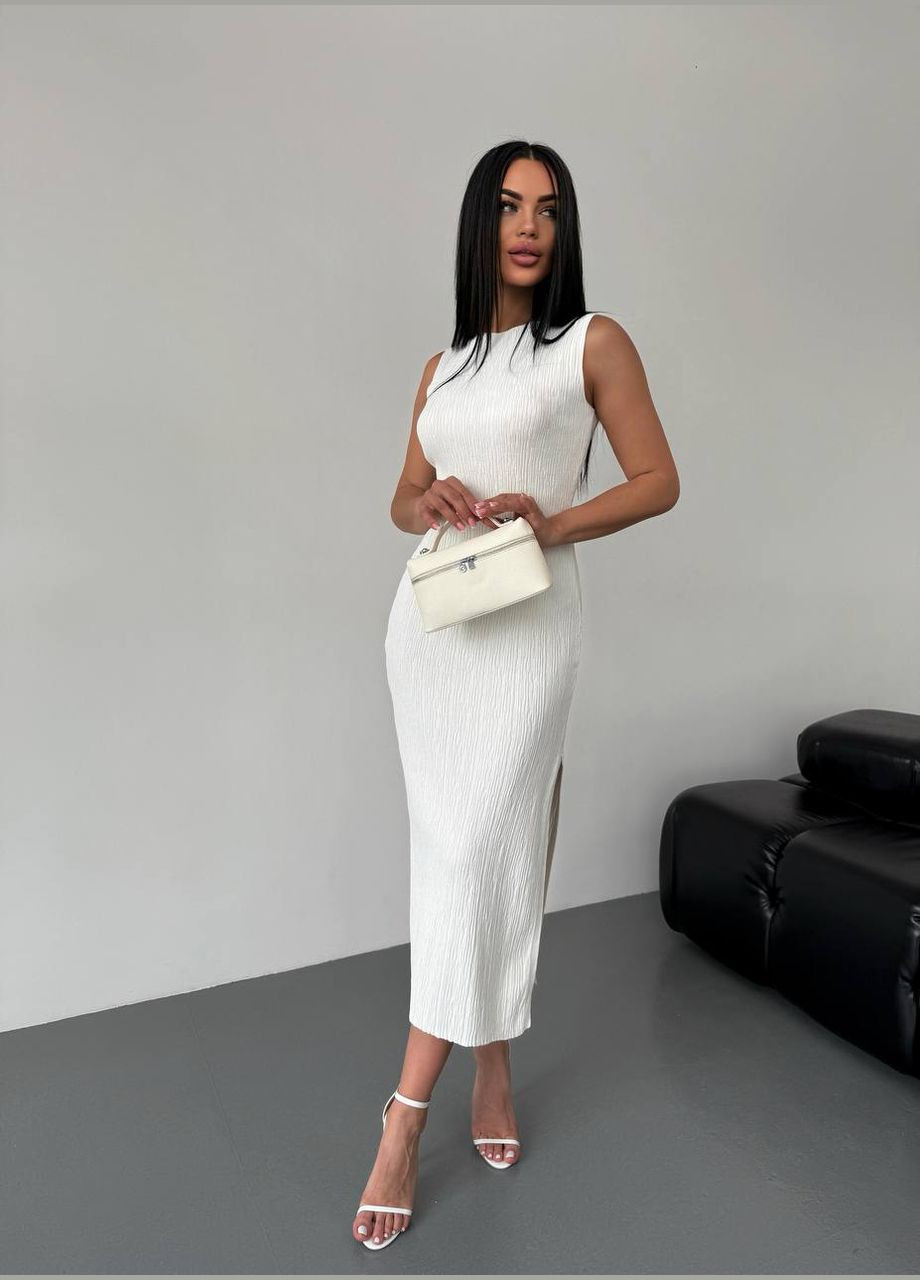 Молочна святковий, кежуал, вечірня стильна базова сукня міді Vakko однотонна