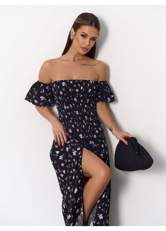 Черное платье sa-625 черное ISSA PLUS однотонное