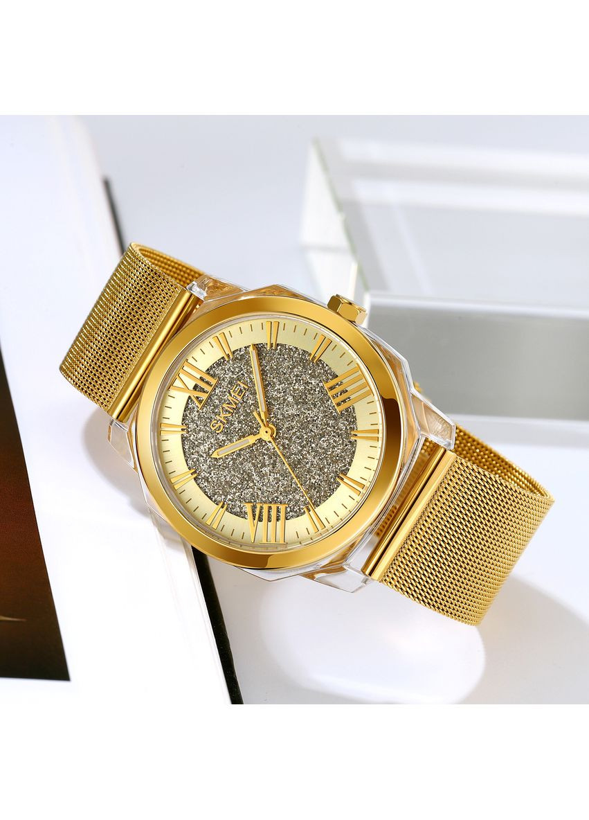 Годинники золотисті з нержавіючої сталі жіночі кварцові з римськими цифрами для часу та стилю ProDobro (367267191)