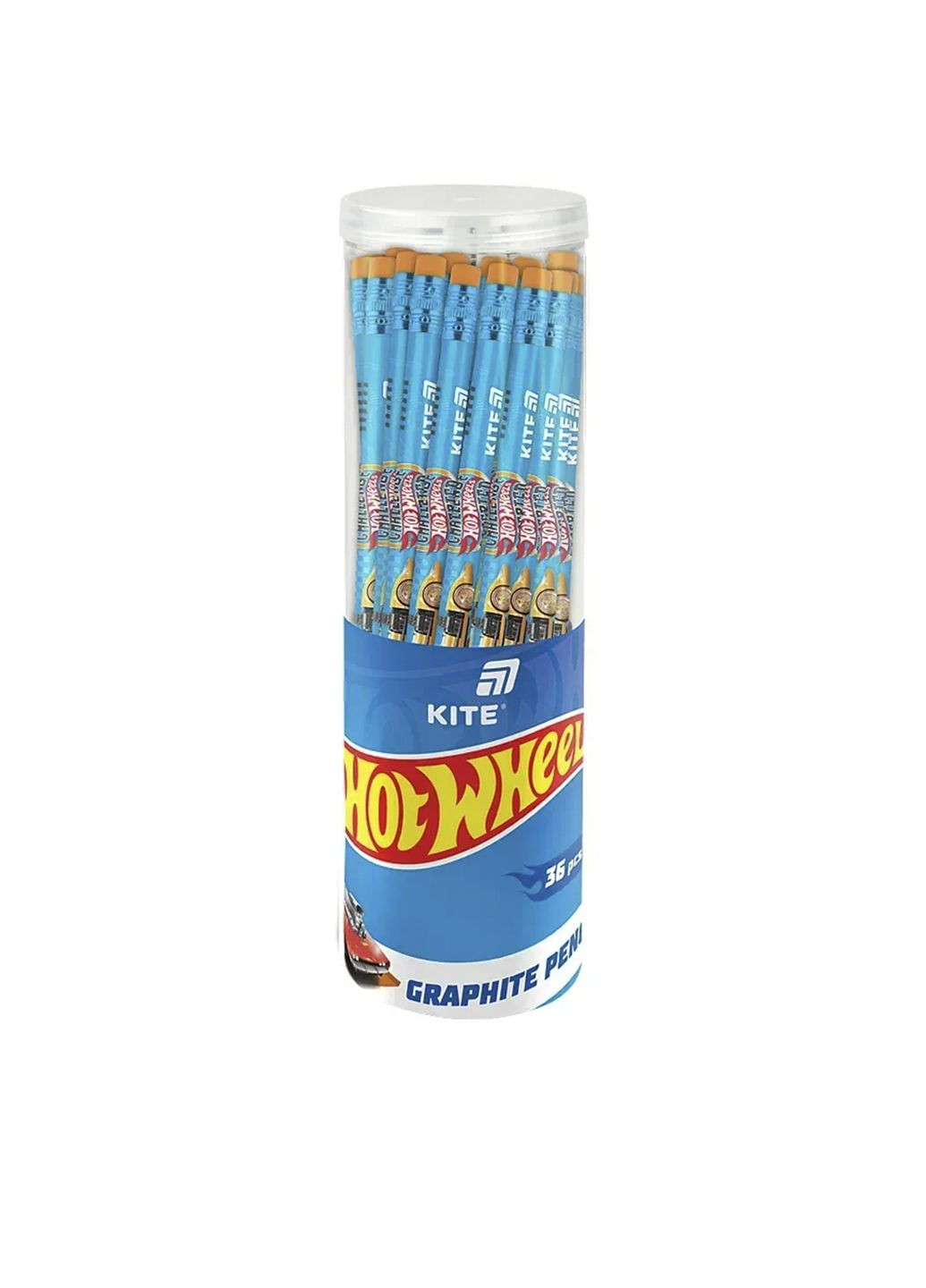 Карандаш графитный с резинкой, трехгранный Hot Wheels цвет разноцветный ЦБ-00281348 Kite (343414690)