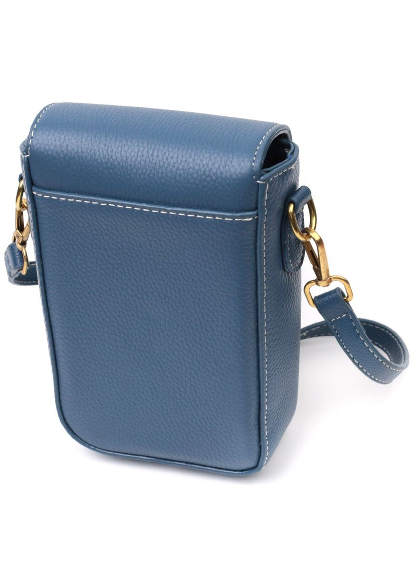 Сумка вертикального формату з клапаном з натуральної шкіри 22310 Блакитна Vintage (298567378)