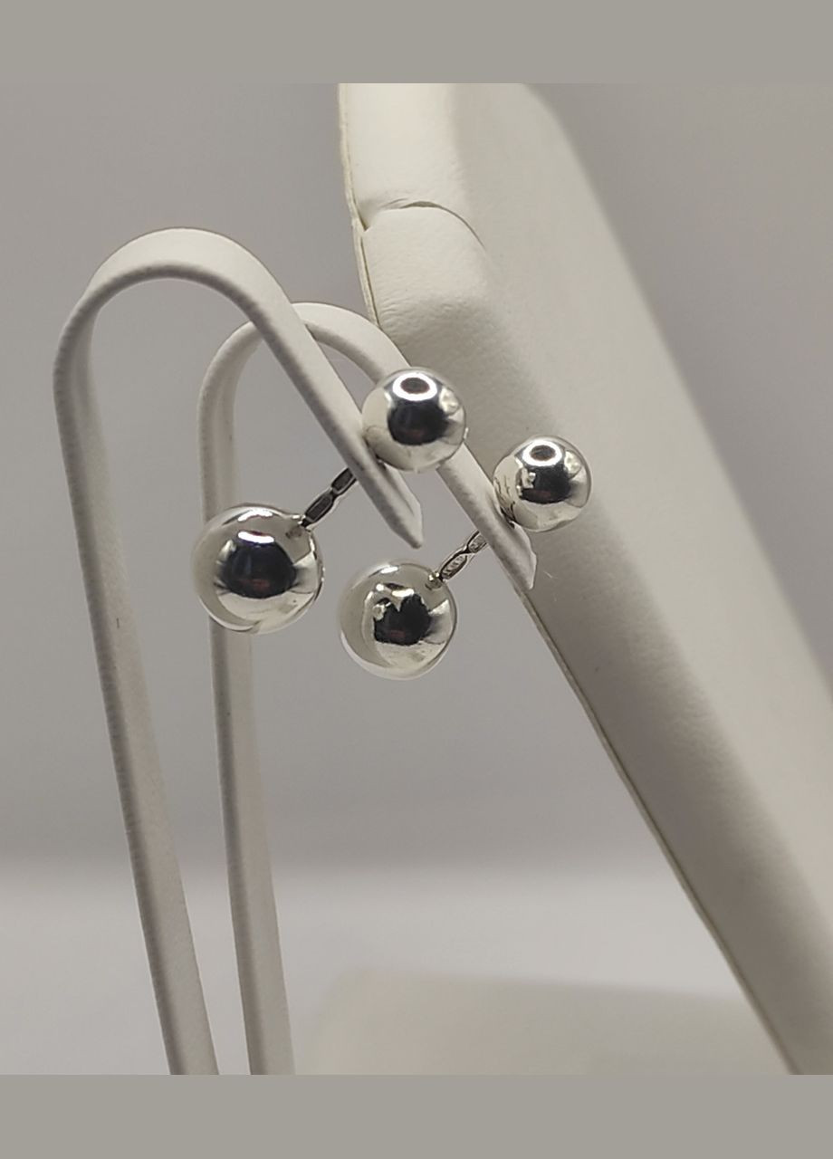 "Срібні сережки-кульки Shiny ш1ам No Brand (331145332)