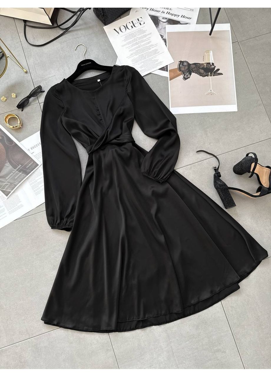 Черное деловое, кэжуал платье No Brand однотонное