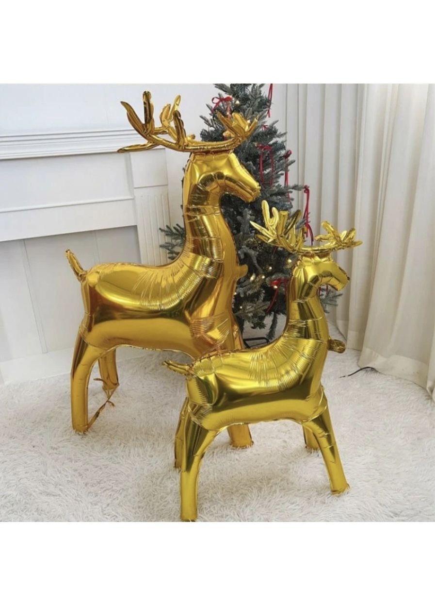Набір із 2х надувних золотих оленів - ідеальний декор на Різдво та Новий рік. No Brand (370454918)