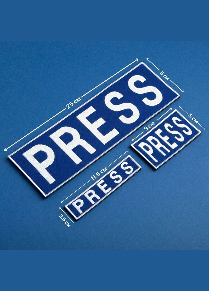 Набір шевронів 3 шт. на липучці Преса 8х25, 2,5х11,5 та 5х9 см для журналістів і медіа IDEIA (285719415)