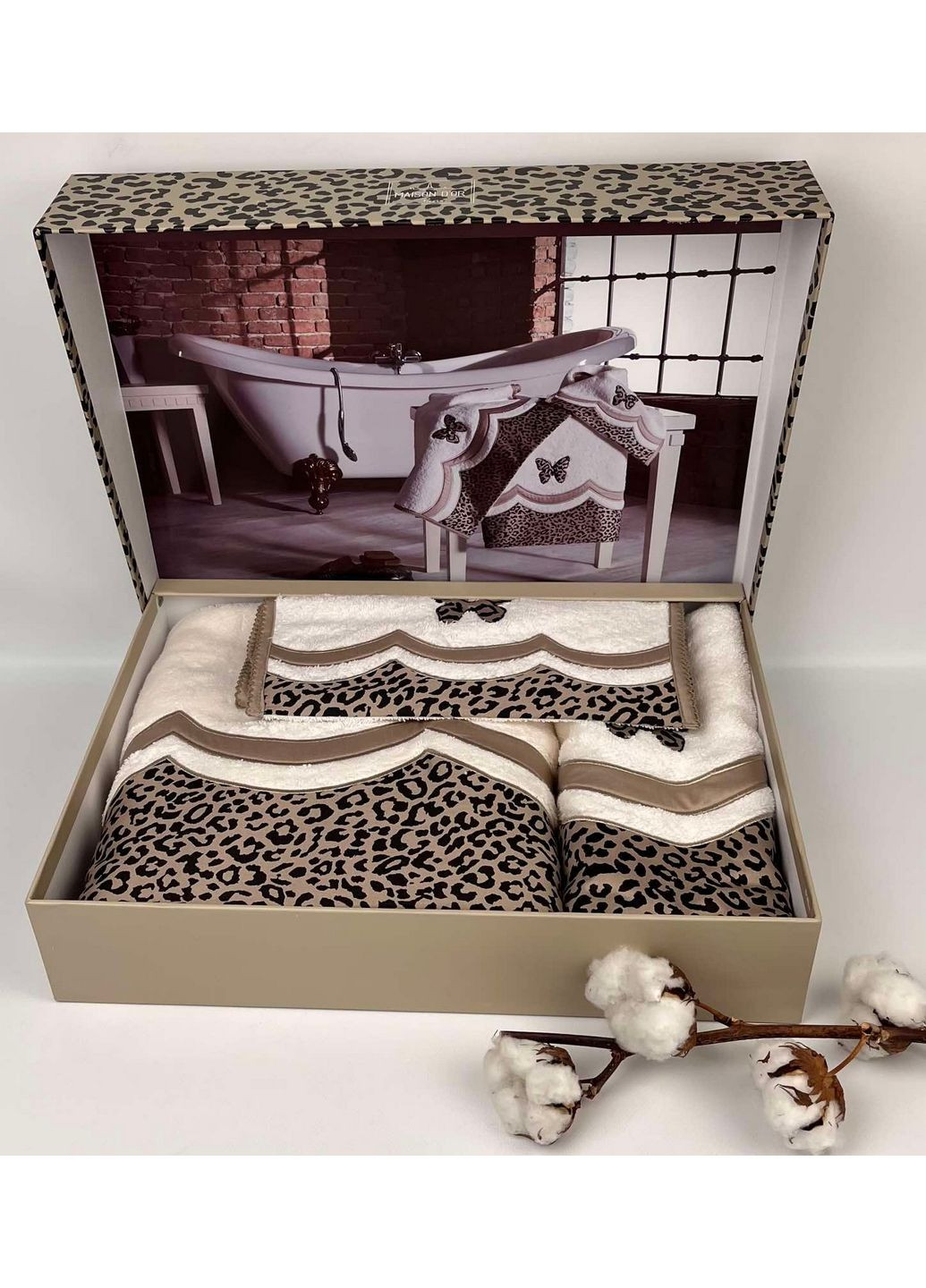 Набір рушників (3 штуки) 30х50см+50х100см+85х150см Maison D'or комбінований