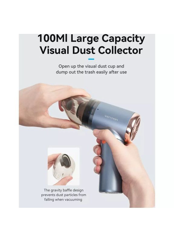 Автомобільний пилосос Car Vacuum Cleaner Foldable Type Blue Vention Cordless (372179019)