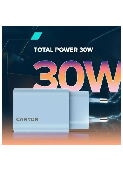 Зарядний пристрій Canyon (CNE-CHA30CLPU) VAG 30CL OnCharge USB-C PD30W Purple (370019374)