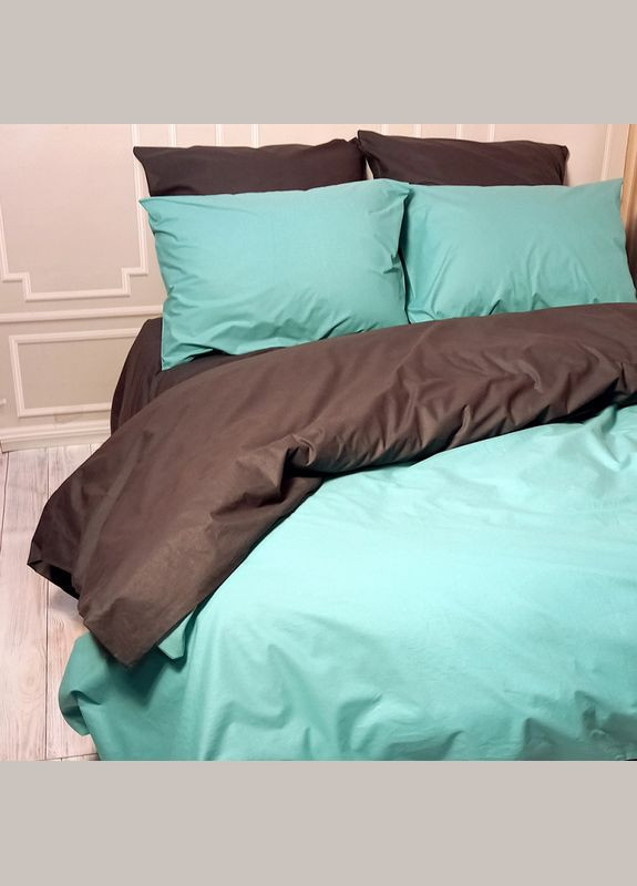 Постільна білизна ДУЕТ М'ятна лагуна/Антрацит Ранфорс Двоспальна MERISET (278255935)