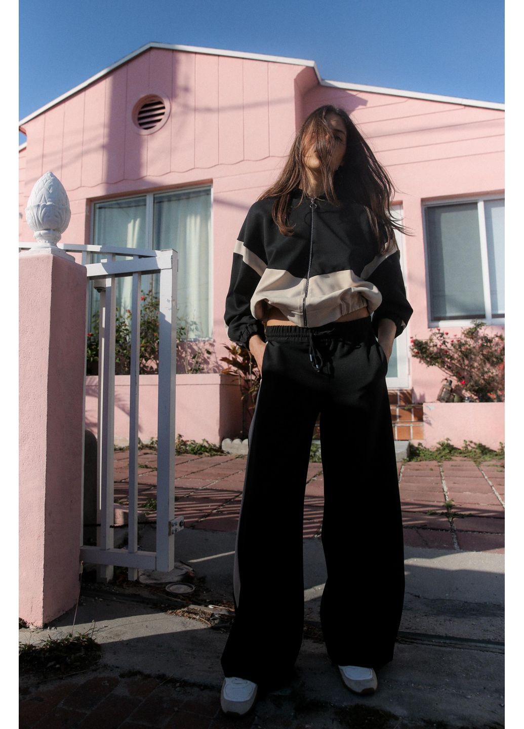 Широкие брюки с полосками по бокам Zara (360895224)