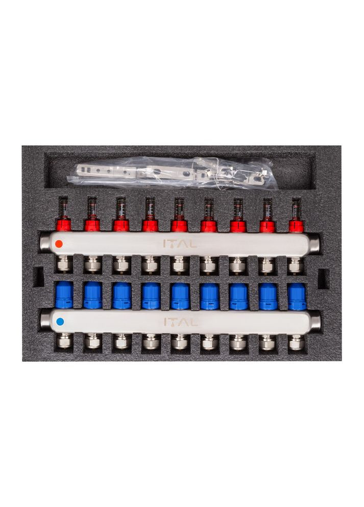 Коллекторный блок с расходомерами HC1-09 x 3/4"Ek, нержавеющая сталь ITAL (316088967)