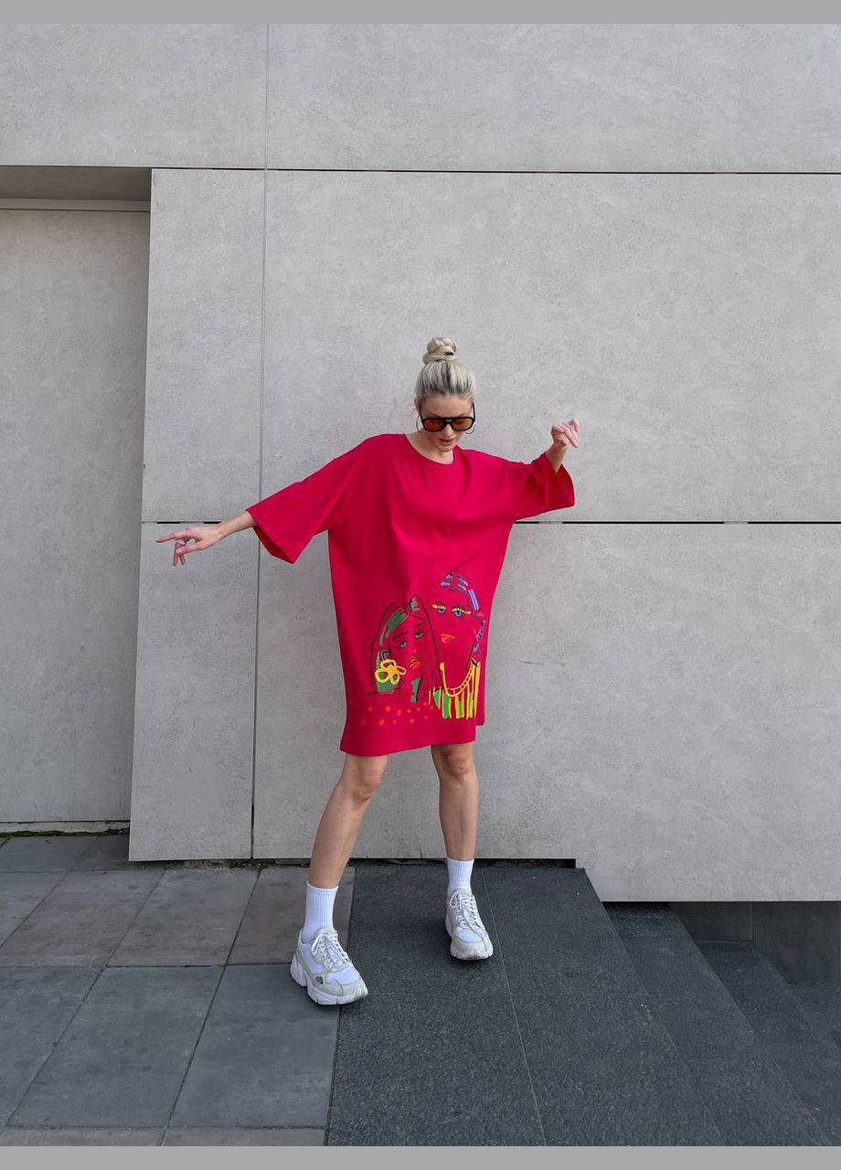 Жіноча футболка-сукня з принтом No Brand - (325833808)