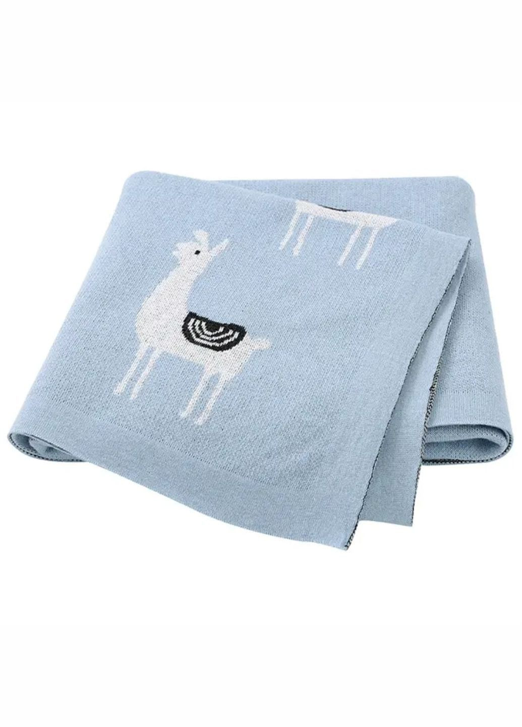 Плед Детский Хлопок 80х100 см Вязаный Голубой Лама Lovely Svi Плед в'язаний (323159130)