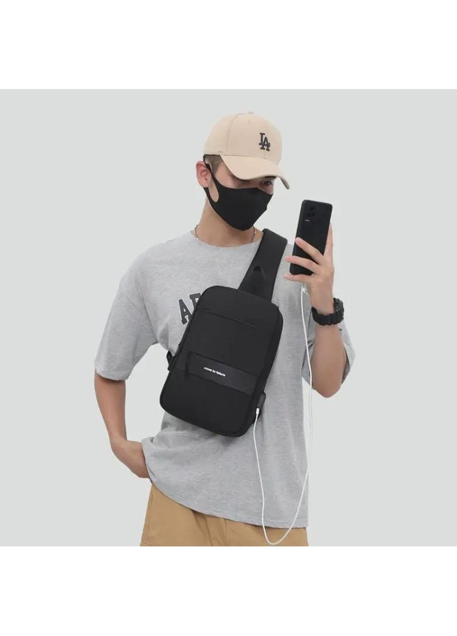 Сумка-слінг Чорна 31х21х7 см водонепроникна через плече для жінок і чоловіків спортивна ProDobro (364668241)