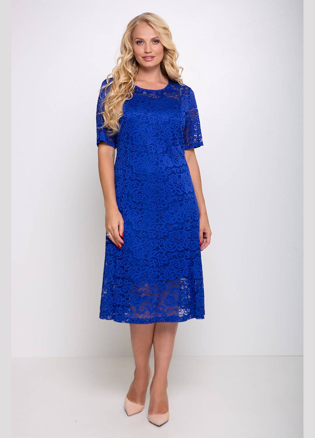 Синя вечірня гіпюрова сукня з чохлом івона електрик Tatiana