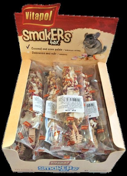 Колба Smakers Box для шиншилл, со вкусом кокоса и лепестков роз, упаковка 12 шт (*) Vitapol (306855454)