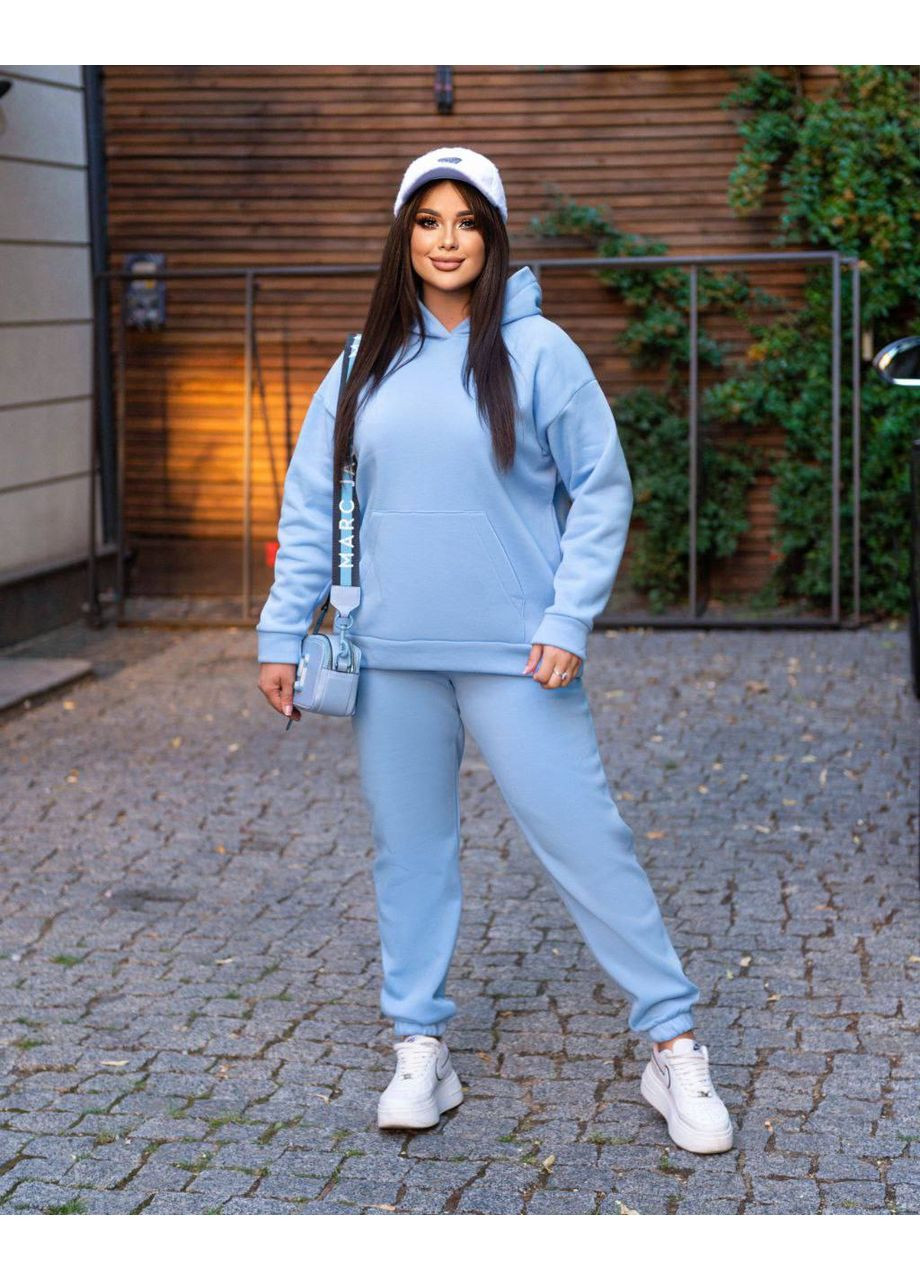 Женский спортивный костюм на флисе голубого цвета 34194 Fashion (353849316)