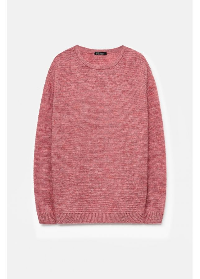 Рожевий зимовий жіночий напівпрозорий теплий джемпер із вовни (2910) Triko Bakh