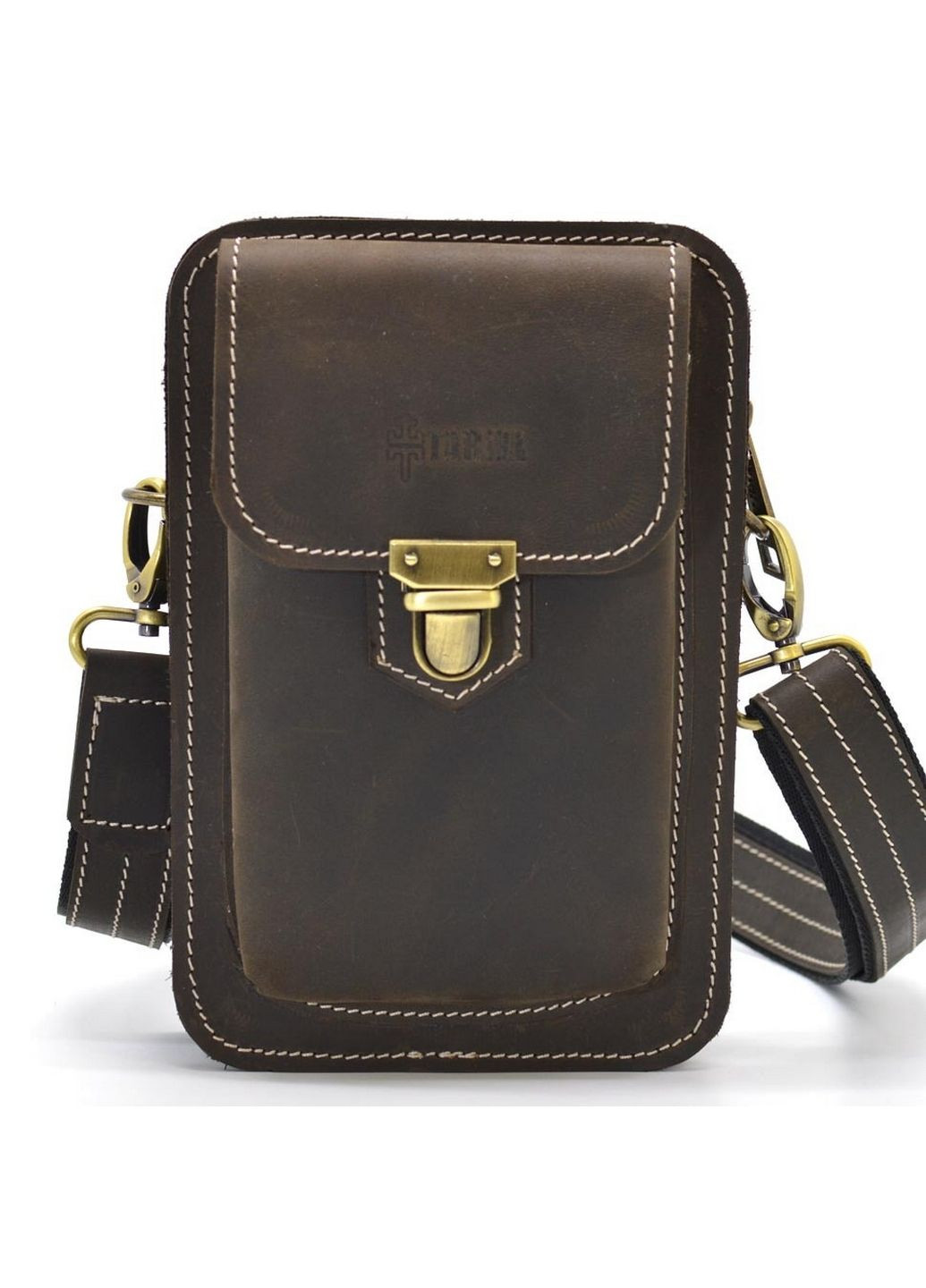 Чоловіча шкіряна сумка на пояс 20х13.5х5 см TARWA (315871141)