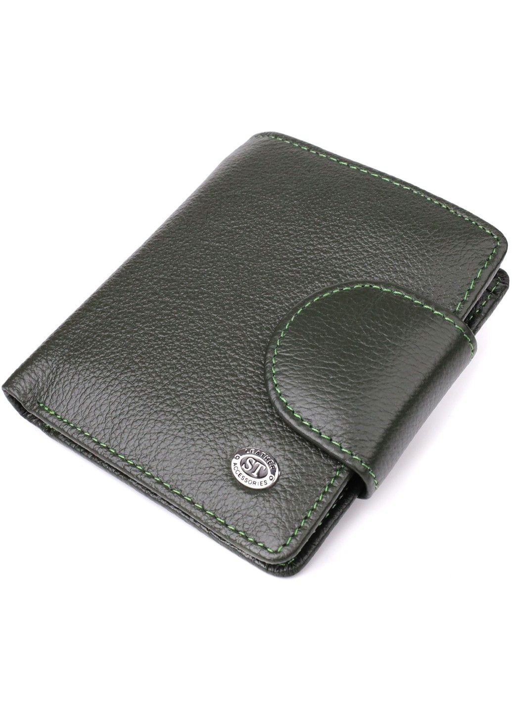 Вертикальний жіночий гаманець з натуральної шкіри 23070 Зелений st leather (330359605)