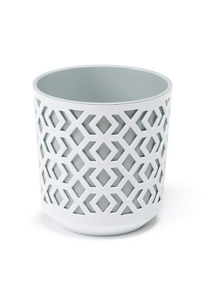 Кашпо 140 белый с серой вставкой, пластик Lamela Ацтек (345726174)