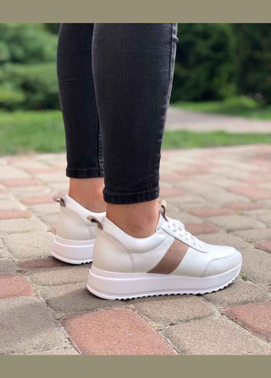 Жіночі кросівки з натуральної шкіри (1370) No Brand білі демісезони (317171414)