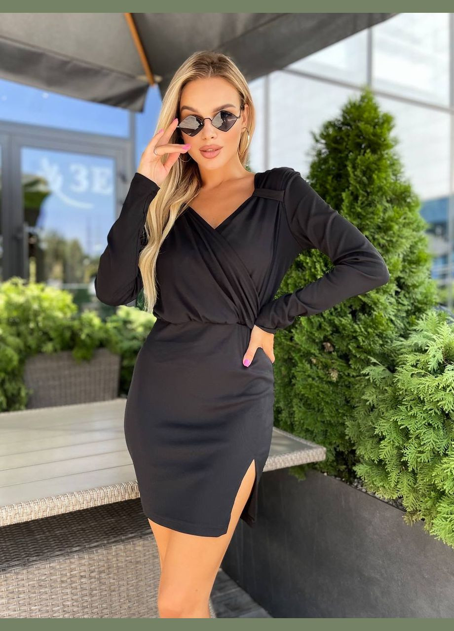 Черное праздничный женское платье FINO Mode однотонное