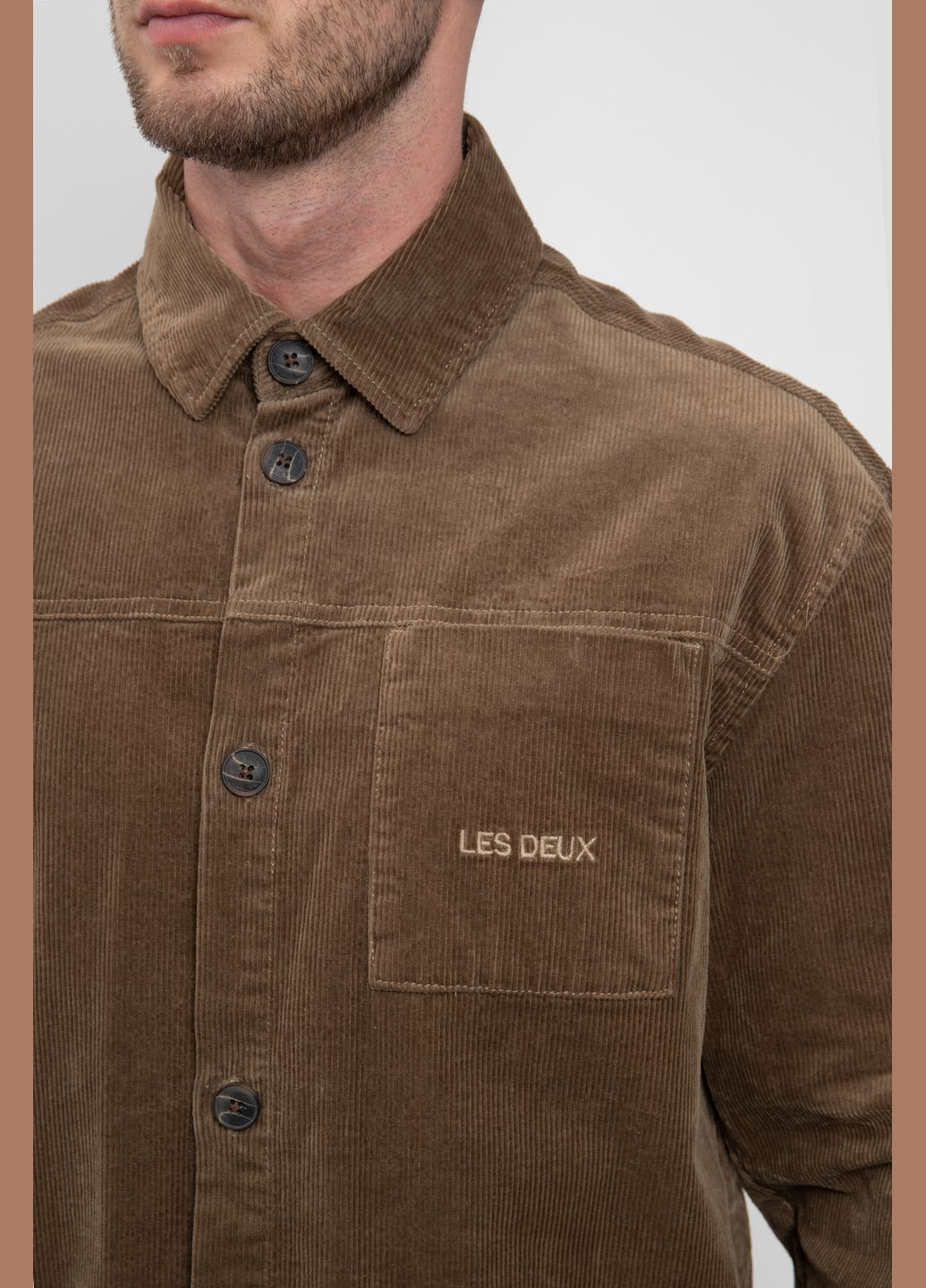 Коричневая демисезонная коричневая вельветовая куртка Les Deux