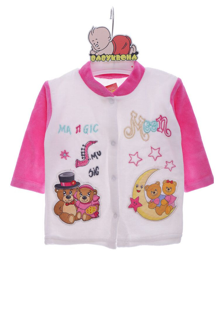 Розовый демисезонный кофта с длинным рукавом для девочки велюровая луна 68 см (37245) BABYKROHA