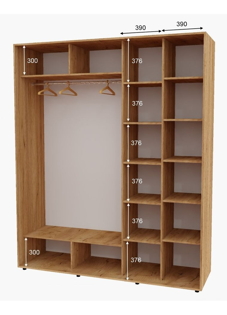 Шкаф-купе двухдверный 200*60*230 см Дуб крафт золотой 2 двери Зеркало Алекса (360465376)