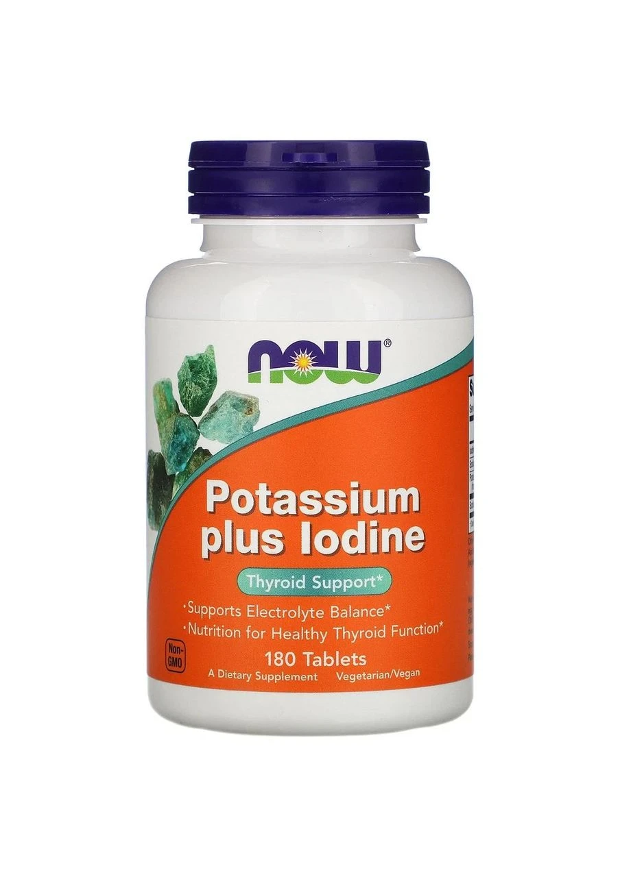 Калій плюс йод Potassium Plus Iodine, 180 таблеток Now Foods (361117941)