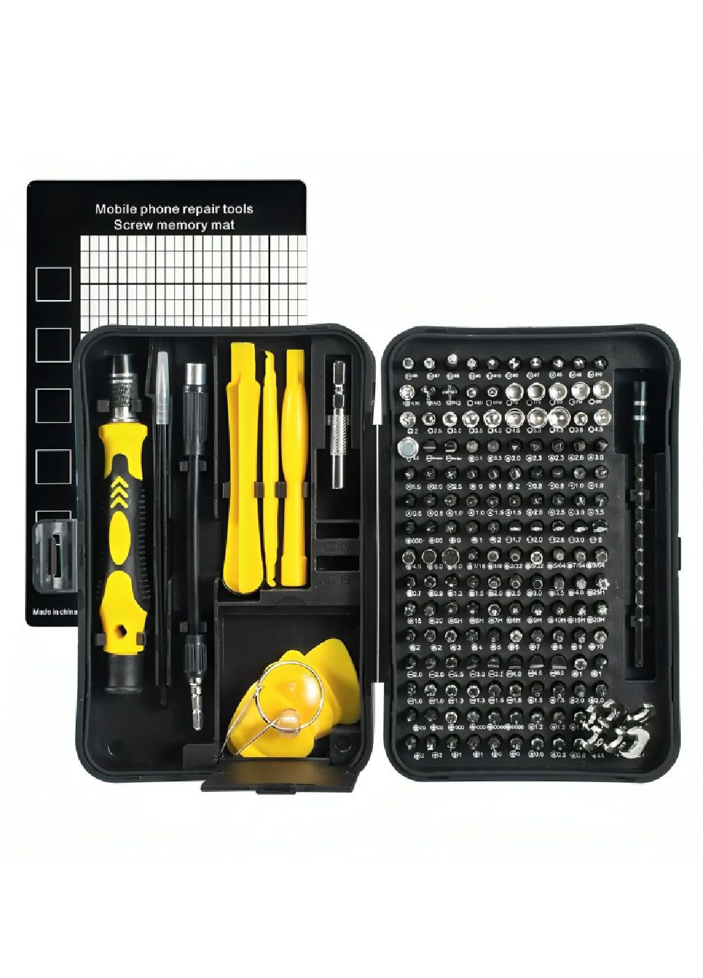 Набір інструментів у пластиковому кейсі для ремонту розбирання мобільних телефонів комп'ютерів 170 штук (479738-Prob) Жовтий Unbranded (323056031)