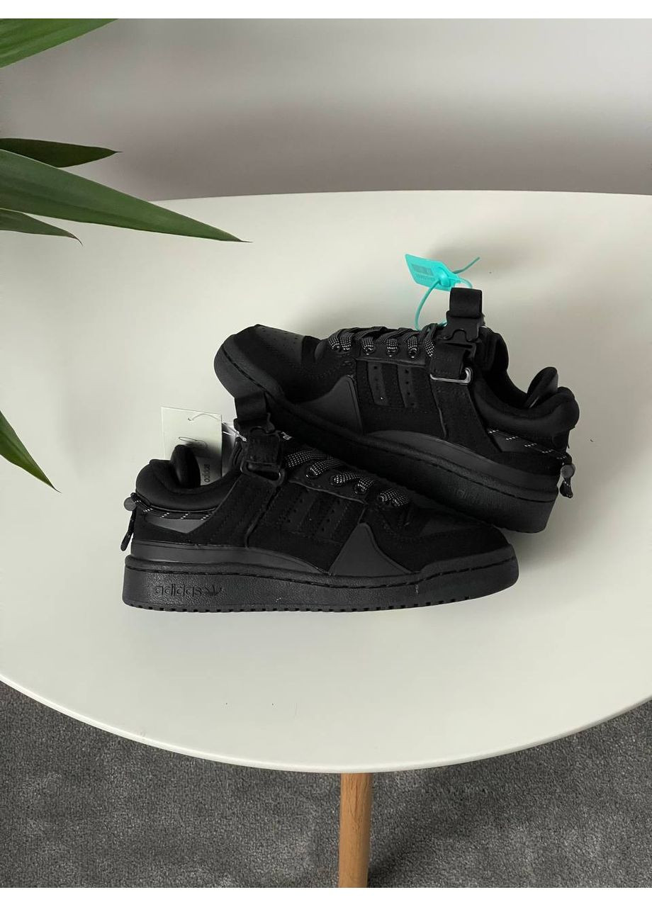 Чорні Осінні кросівки чоловічі і жіночі adidas forum “back to school” x bad bunny | адідас форум бед банні чорні No Brand