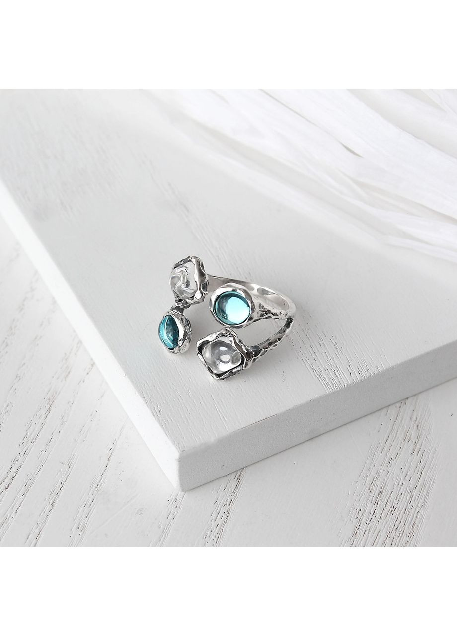 Кільце срібне Ліриди mix Aqua Bohemia 925 17.5 розмір Skifska Etnika (364202845)