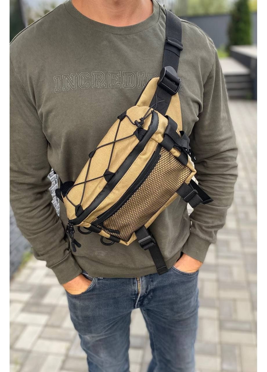 Тактична сумка бананка поясна нагрудна пісочний колір койот Assistant No Brand (361432920)